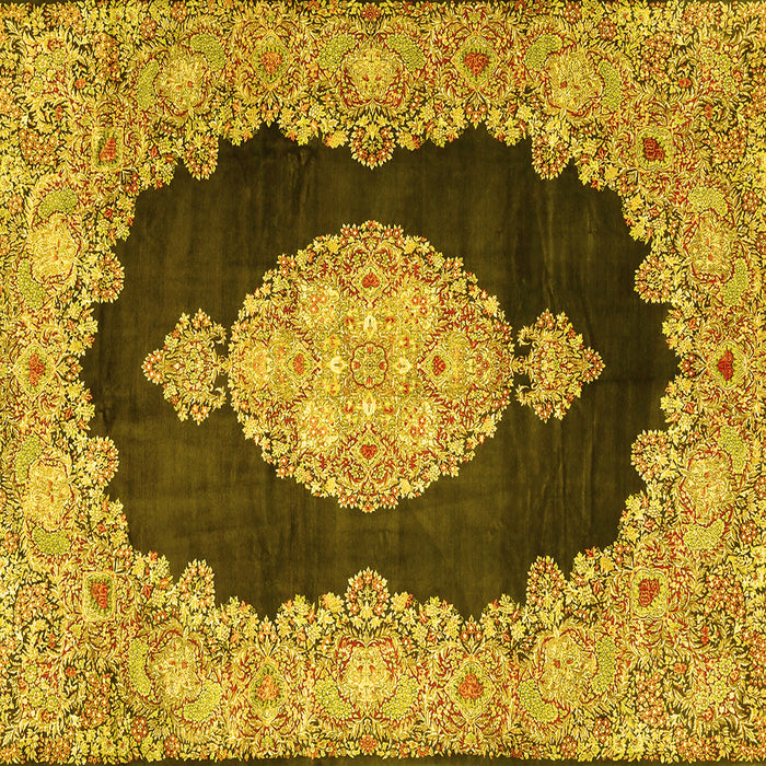 Square Medallion Yellow Traditional Rug, tr4627yw