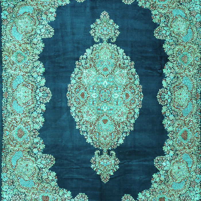 Machine Washable Medallion Turquoise Traditional Area Rugs, wshtr4627turq