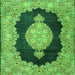 Serging Thickness of Medallion Green Traditional Rug, tr4627grn