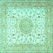 Square Medallion Turquoise Traditional Rug, tr4628turq