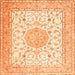 Round Machine Washable Medallion Orange Traditional Area Rugs, wshtr4628org