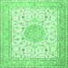 Square Machine Washable Medallion Emerald Green Traditional Area Rugs, wshtr4628emgrn