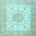 Square Medallion Light Blue Traditional Rug, tr4628lblu