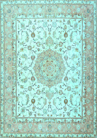 Medallion Light Blue Traditional Rug, tr4628lblu