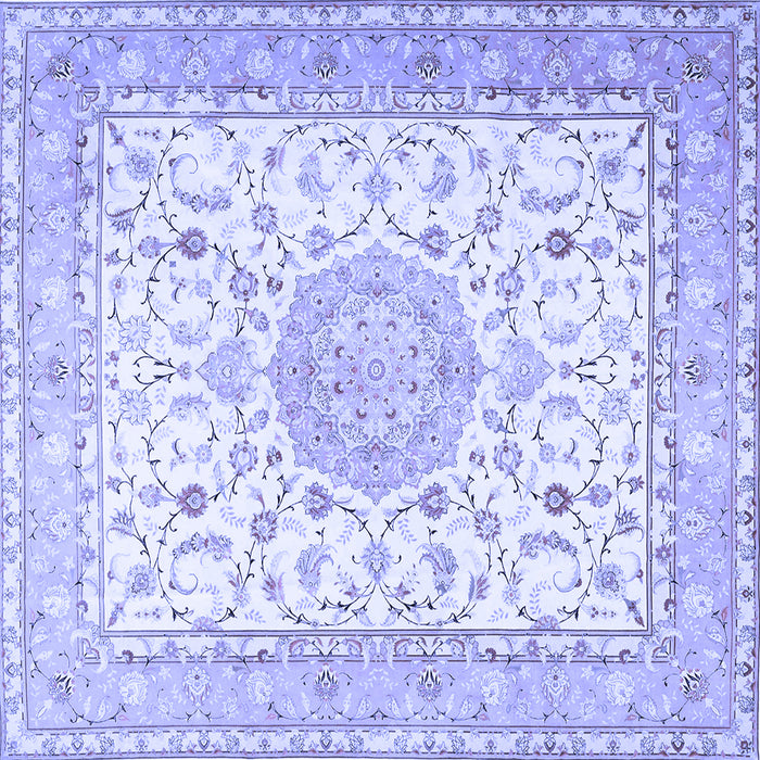 Square Machine Washable Medallion Blue Traditional Rug, wshtr4628blu