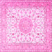 Square Medallion Pink Traditional Rug, tr4628pnk