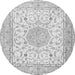 Machine Washable Medallion Gray Traditional Rug, wshtr4628gry