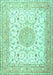 Machine Washable Medallion Turquoise Traditional Area Rugs, wshtr4628turq