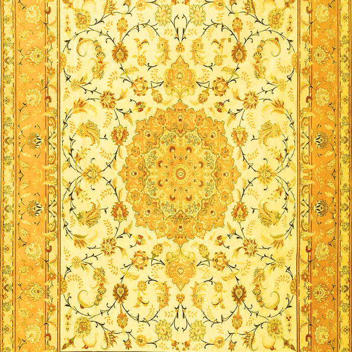 Medallion Yellow Traditional Rug, tr4628yw
