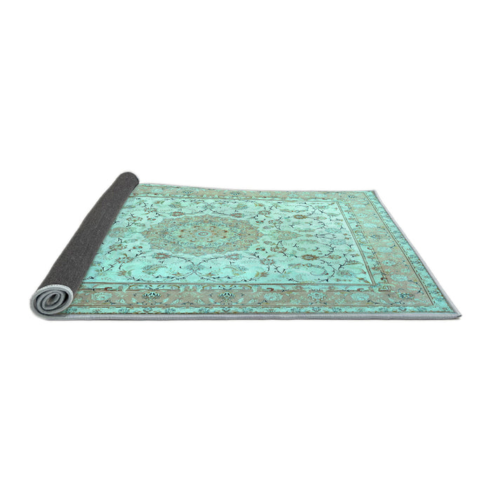 Sideview of Medallion Light Blue Traditional Rug, tr4628lblu