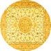 Round Medallion Yellow Traditional Rug, tr4628yw