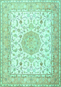 Medallion Turquoise Traditional Rug, tr4628turq