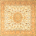 Square Machine Washable Medallion Brown Traditional Rug, wshtr4628brn