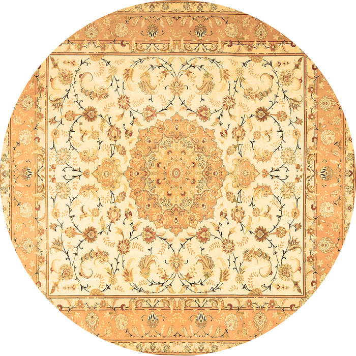 Round Medallion Brown Traditional Rug, tr4628brn