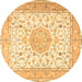 Round Medallion Brown Traditional Rug, tr4628brn