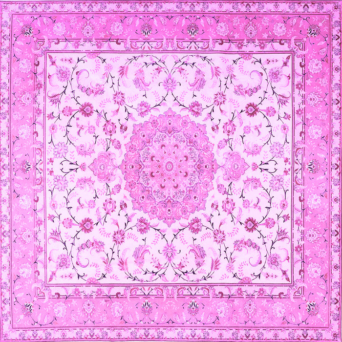 Square Machine Washable Medallion Purple Traditional Area Rugs, wshtr4628pur