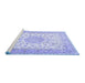 Sideview of Machine Washable Medallion Blue Traditional Rug, wshtr4628blu