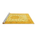 Sideview of Machine Washable Medallion Yellow Traditional Rug, wshtr4628yw