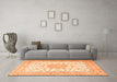 Machine Washable Medallion Orange Traditional Area Rugs in a Living Room, wshtr4628org