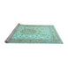 Sideview of Machine Washable Medallion Light Blue Traditional Rug, wshtr4628lblu