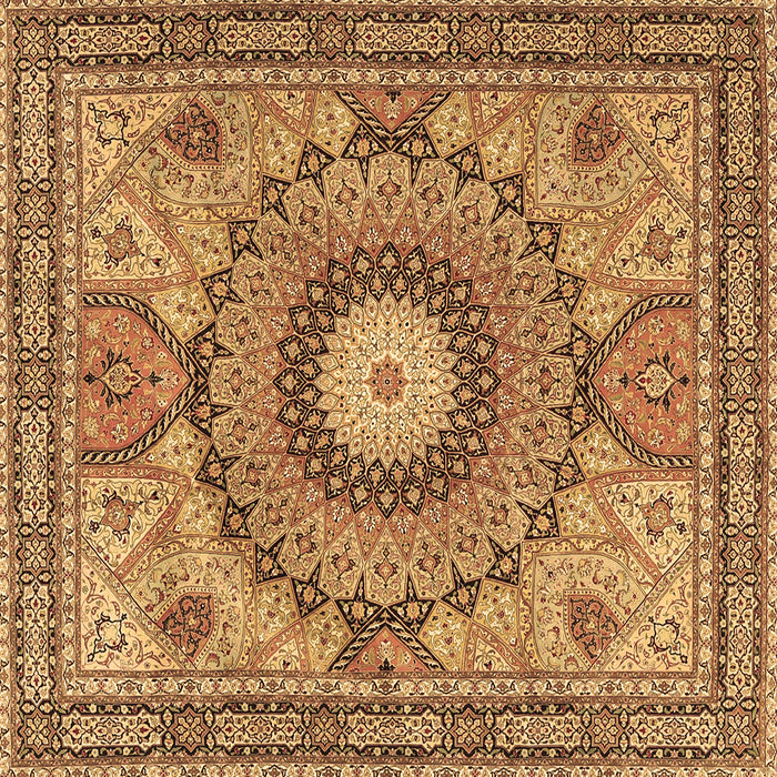 Square Machine Washable Medallion Brown Traditional Rug, wshtr4629brn