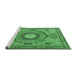 Sideview of Machine Washable Medallion Emerald Green Traditional Area Rugs, wshtr4629emgrn