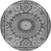 Machine Washable Medallion Gray Traditional Rug, wshtr4629gry