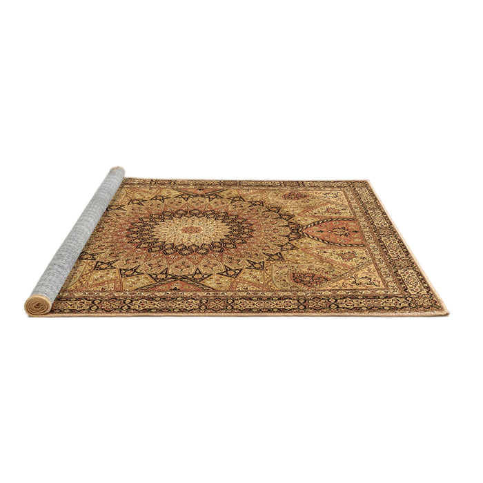 Sideview of Machine Washable Medallion Brown Traditional Rug, wshtr4629brn
