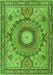 Serging Thickness of Machine Washable Medallion Green Traditional Area Rugs, wshtr4629grn