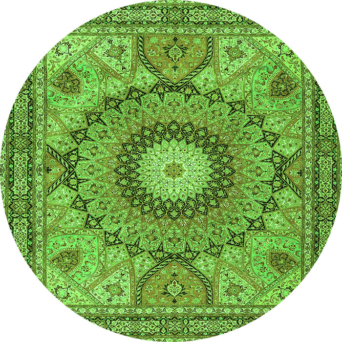 Square Medallion Green Traditional Rug, tr4629grn