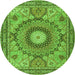 Square Medallion Green Traditional Rug, tr4629grn