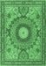 Machine Washable Medallion Emerald Green Traditional Area Rugs, wshtr4629emgrn