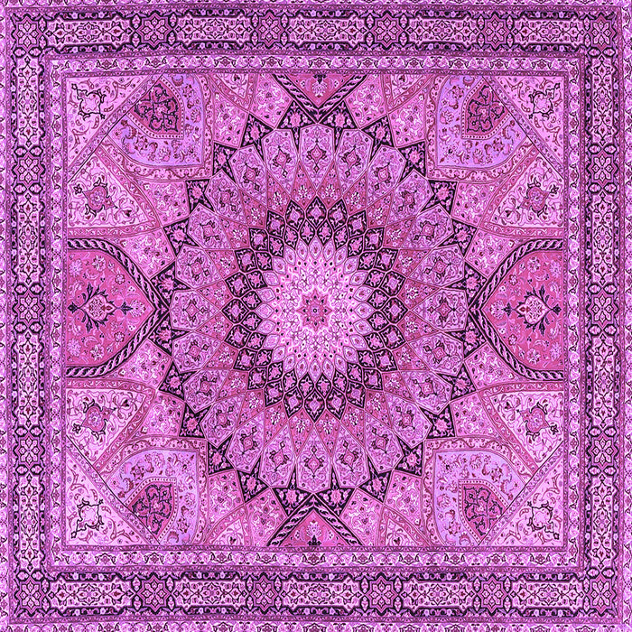 Square Machine Washable Medallion Purple Traditional Area Rugs, wshtr4629pur