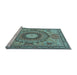 Sideview of Machine Washable Medallion Light Blue Traditional Rug, wshtr4629lblu