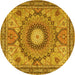 Round Medallion Yellow Traditional Rug, tr4629yw