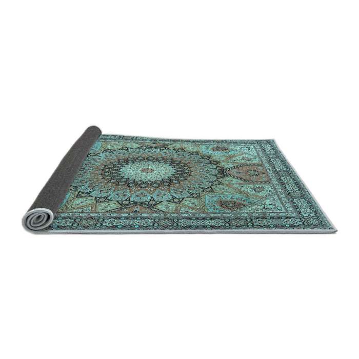 Sideview of Medallion Light Blue Traditional Rug, tr4629lblu