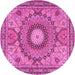 Round Medallion Pink Traditional Rug, tr4629pnk