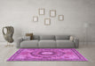 Machine Washable Medallion Purple Traditional Area Rugs in a Living Room, wshtr4629pur