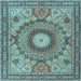 Square Medallion Light Blue Traditional Rug, tr4629lblu