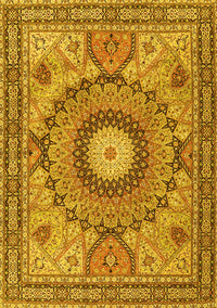 Medallion Yellow Traditional Rug, tr4629yw