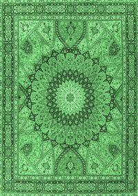 Medallion Emerald Green Traditional Rug, tr4629emgrn