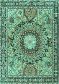 Medallion Turquoise Traditional Rug, tr4629turq