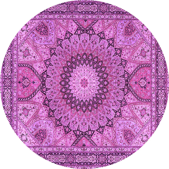 Round Medallion Purple Traditional Rug, tr4629pur
