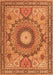 Serging Thickness of Machine Washable Medallion Orange Traditional Area Rugs, wshtr4629org