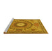 Sideview of Machine Washable Medallion Yellow Traditional Rug, wshtr4629yw