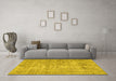 Machine Washable Persian Yellow Traditional Rug in a Living Room, wshtr462yw