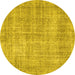 Round Persian Yellow Traditional Rug, tr462yw