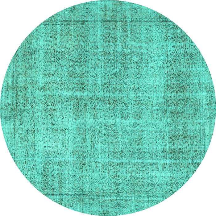 Round Persian Turquoise Traditional Rug, tr462turq