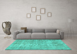 Machine Washable Persian Turquoise Traditional Area Rugs in a Living Room,, wshtr462turq