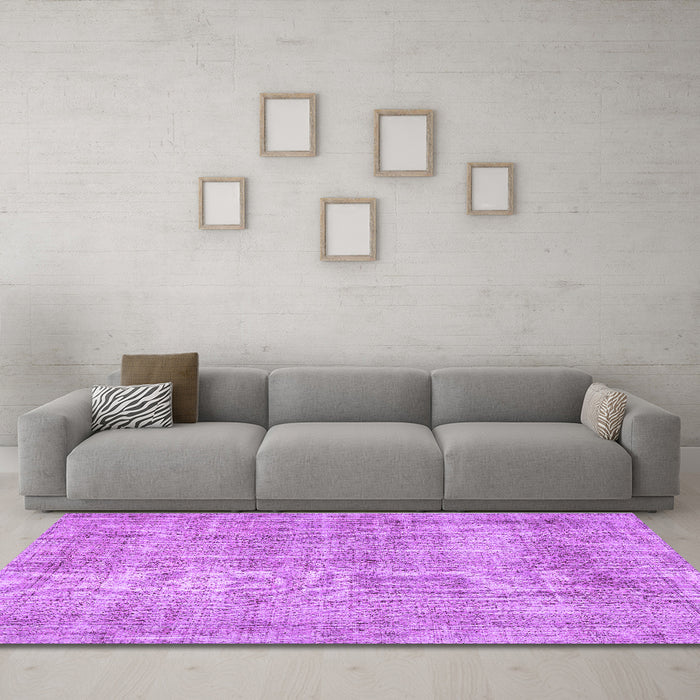 Machine Washable Persian Purple Traditional Area Rugs in a Living Room, wshtr462pur